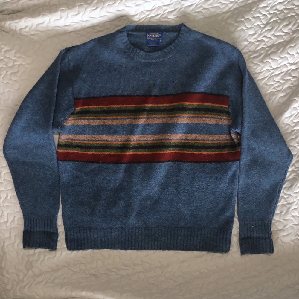 Blue Pendleton Striped Sweater, L